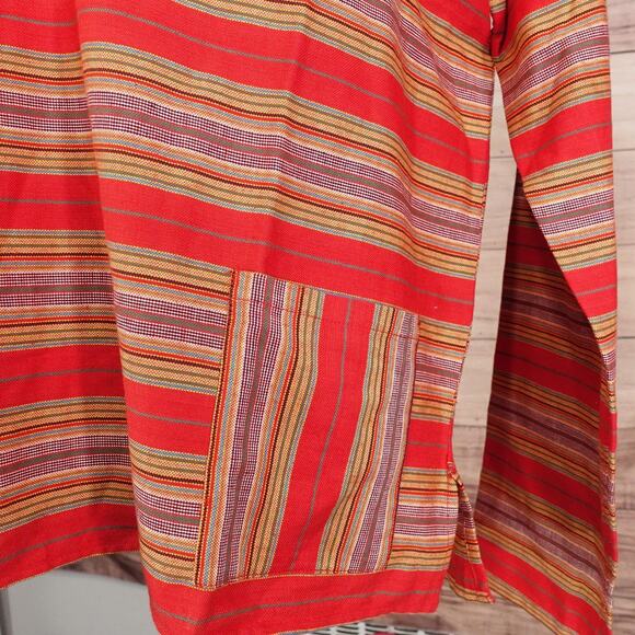 The J Peterman Company Shirt Mens Large Red Stripe Cotton Pullover Pockets - Picture 5 of 10